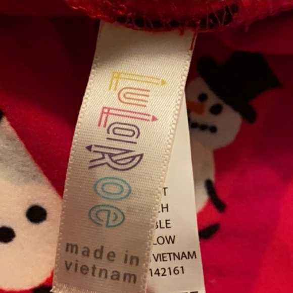 LulaRoe Red Chevron Snowman Legging Holiday Christmas - Picture 2 of 5